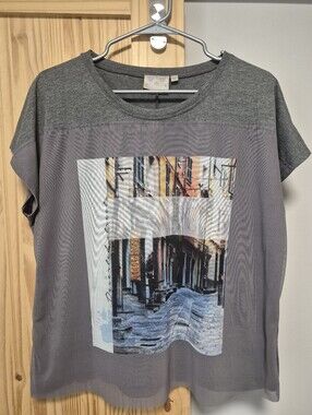 Gray Graphic Mesh Panel T-Shirt